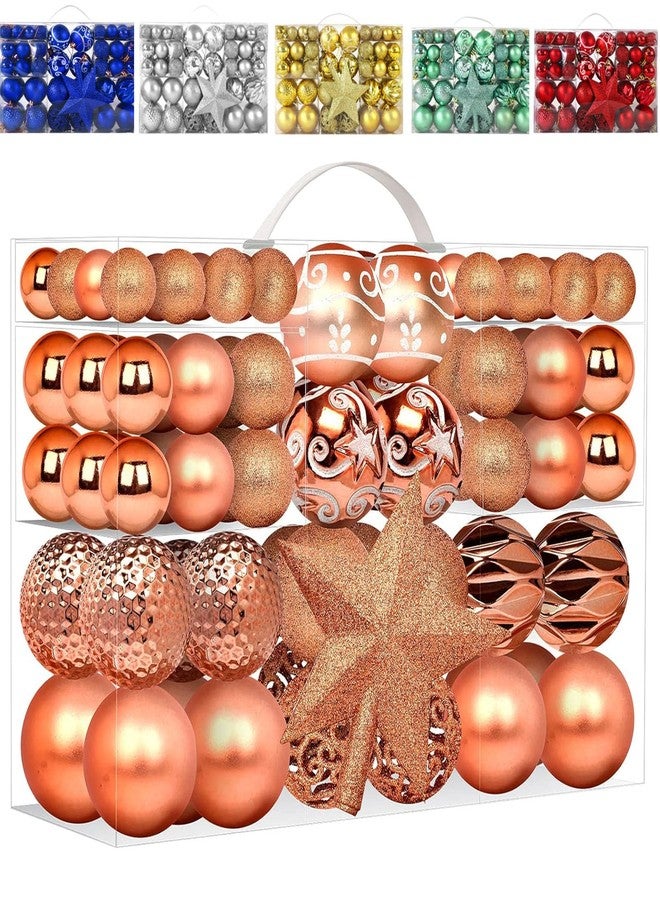 Emopeak Luxury Christmas Balls Ornaments Set - Shatterproof Mini Holiday Balls for Xmas Tree Topper and Hang Rope (Orange, Multi Size) - Image 1
